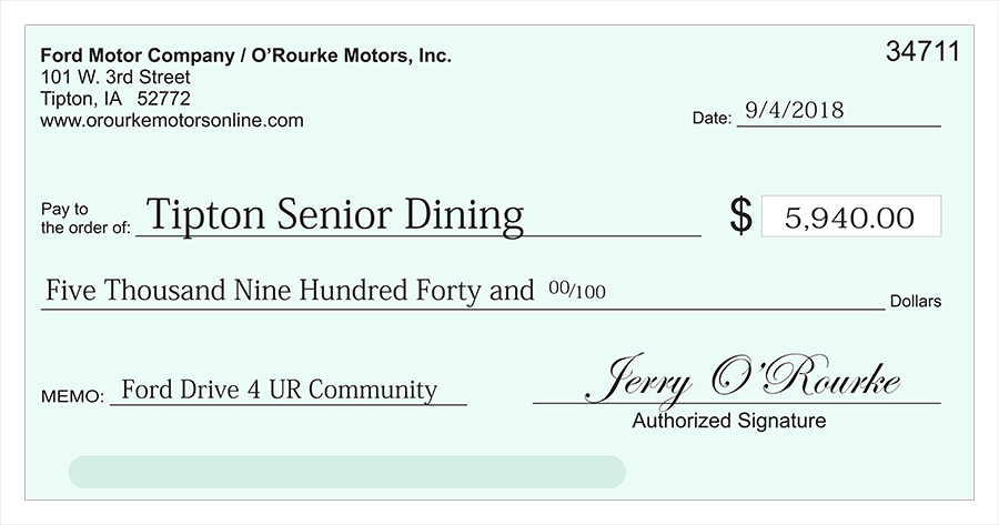 Check to Veterans of Foreign Affairs