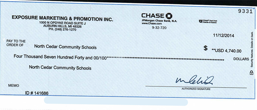 Check to North Cedar Community Schools 